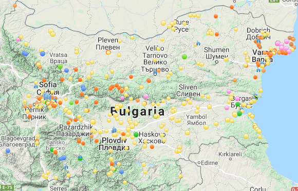 Map of the location of green power plants